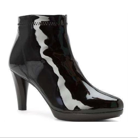 Black Patent Stiletto Heel Ankle Booties - Picture 3 of 3